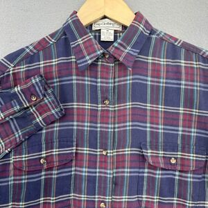 90s Gap Clothing Co. Flannel Shirt Plaid Long Sleeve Button Up Womens M VTG Mom
